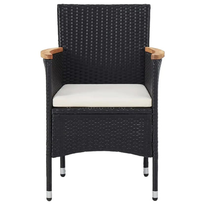 Set Bistrot da Giardino 5 pz Polyrattan e Legno Massello Nero