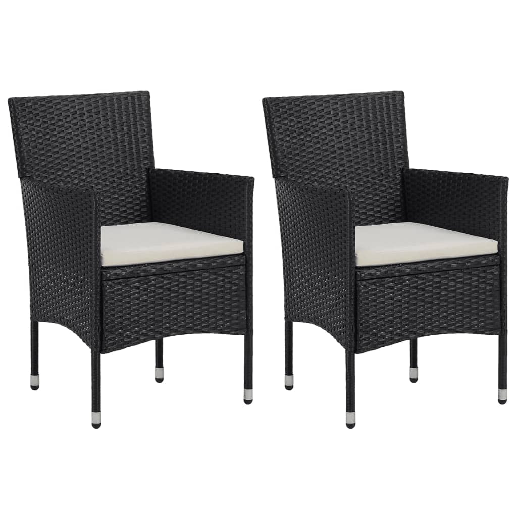 Set Pranzo da Giardino 3pz in Polyrattan e Vetro Temperato Nero