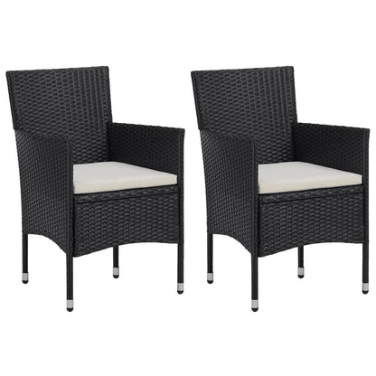 Set Pranzo da Giardino 3pz in Polyrattan e Vetro Temperato Nero