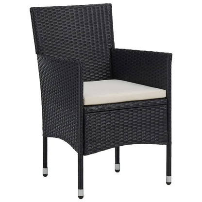 Set Pranzo da Giardino 3pz in Polyrattan e Vetro Temperato Nero