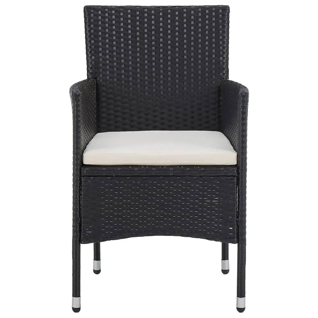 Set Pranzo da Giardino 3pz in Polyrattan e Vetro Temperato Nero