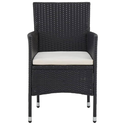 Set Pranzo da Giardino 3pz in Polyrattan e Vetro Temperato Nero
