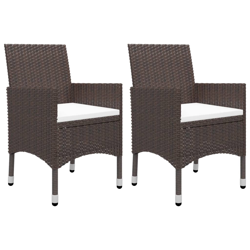 Set Pranzo da Giardino 3pz Polyrattan e Vetro Temperato Marrone