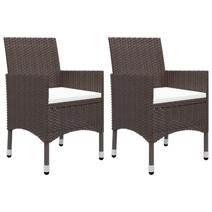 Set Pranzo da Giardino 3pz Polyrattan e Vetro Temperato Marrone