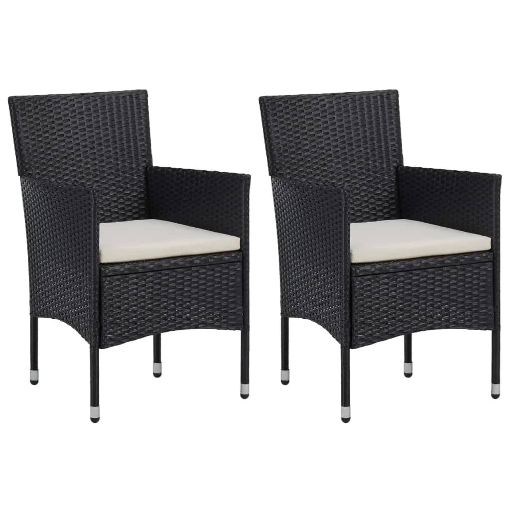 Set da Pranzo da Giardino 3 pz Polyrattan e Legno Massello Nero