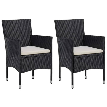 Set da Pranzo da Giardino 3 pz Polyrattan e Legno Massello Nero