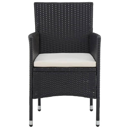 Set da Pranzo da Giardino 3 pz Polyrattan e Legno Massello Nero