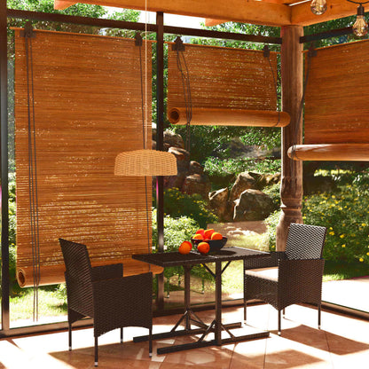 Set Pranzo da Giardino 3pz in Polyrattan e Vetro Temperato Nero