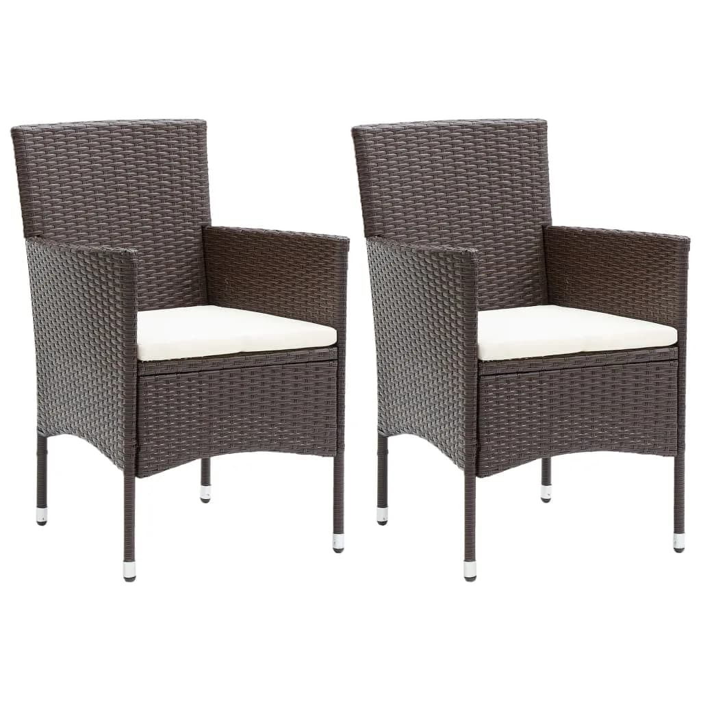 Set Pranzo da Giardino 3pz Polyrattan e Vetro Temperato Marrone