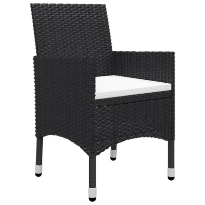 Set Bistrot da Giardino 3 pz Polyrattan e Legno Massello Nero