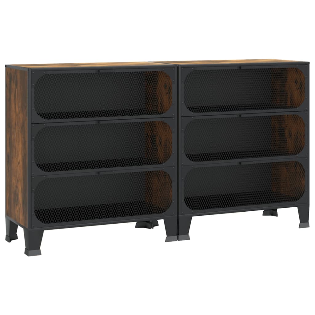 Armadietti 2 pz Marrone Rustico 72x36x82 cm Metallo e MDF