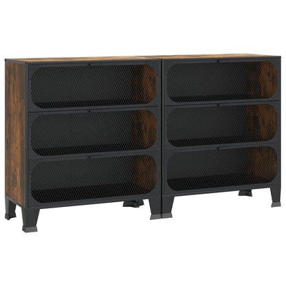 Armadietti 2 pz Marrone Rustico 72x36x82 cm Metallo e MDF