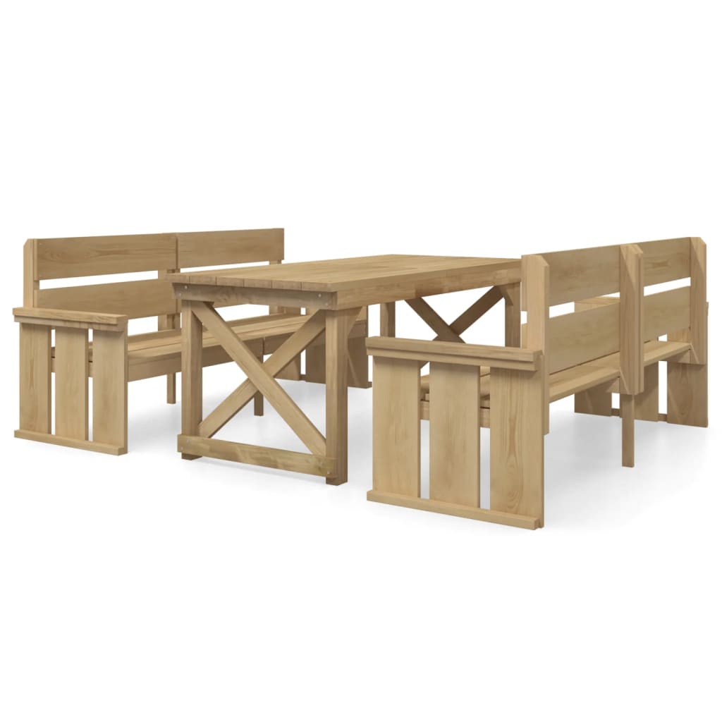 Set da Pranzo per Giardino 3 pz in Legno di Pino Impregnato