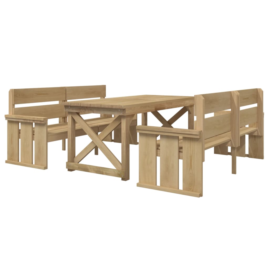 Set da Pranzo per Giardino 3 pz in Legno di Pino Impregnato