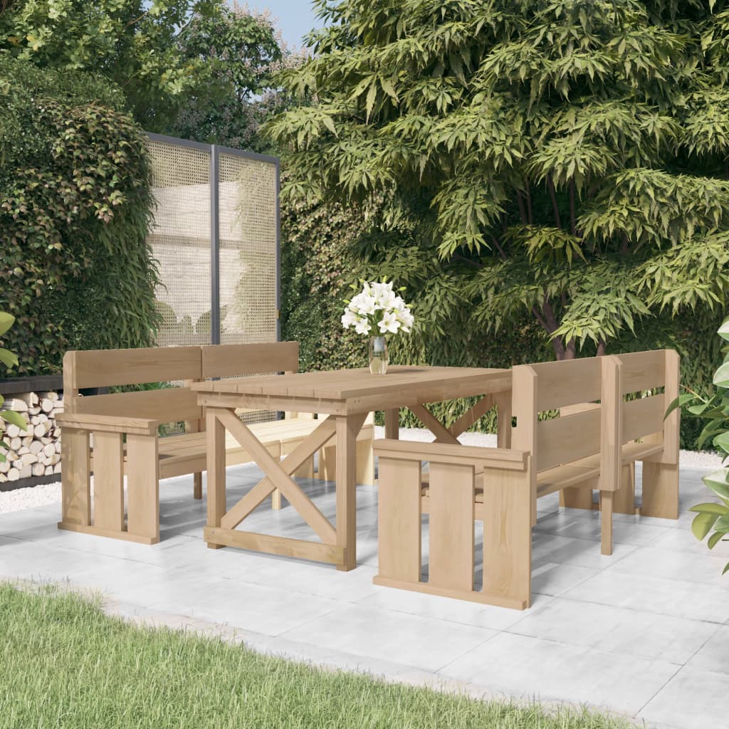 Set da Pranzo per Giardino 3 pz in Legno di Pino Impregnato