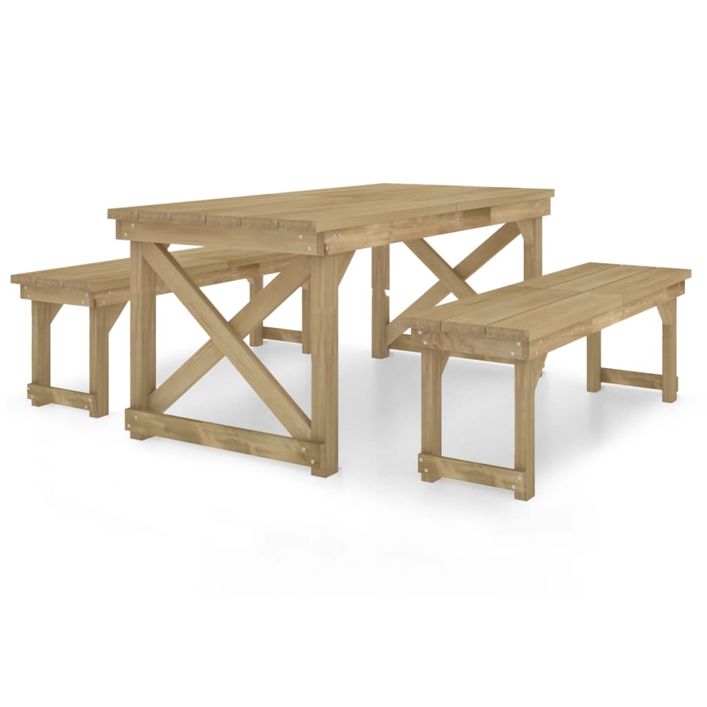 Set da Pranzo per Giardino 3 pz in Legno di Pino Impregnato