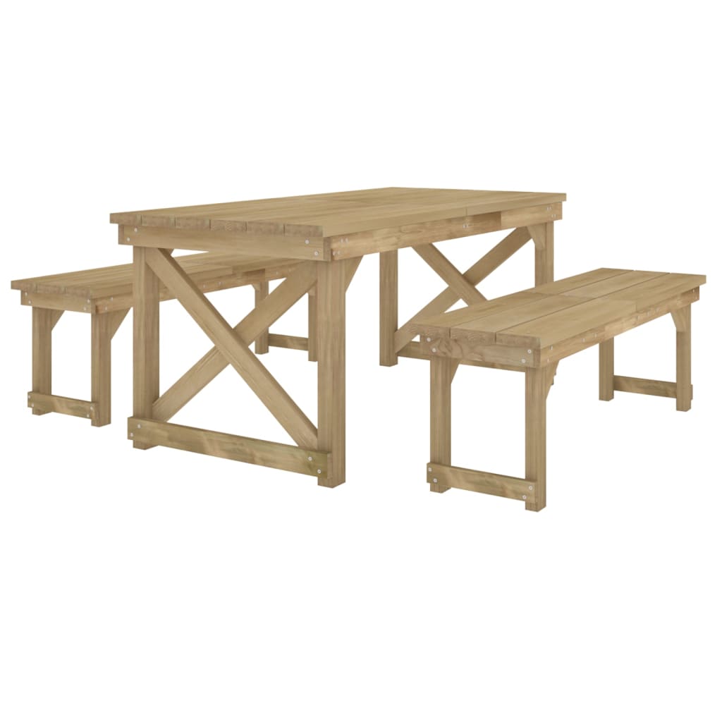 Set da Pranzo per Giardino 3 pz in Legno di Pino Impregnato