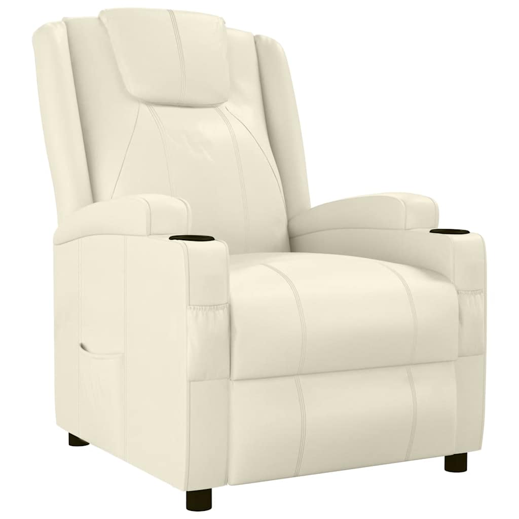 Poltrona Reclinabile Bianco Crema in Similpelle