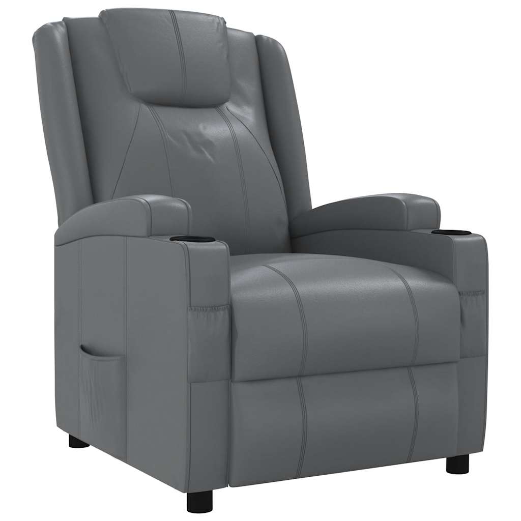 Poltrona Reclinabile Grigio in Similpelle
