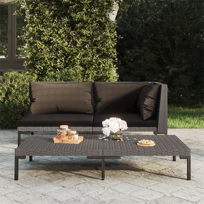 Tavolino da Giardino Mezzo Tondo Grigio Scuro in Polyrattan