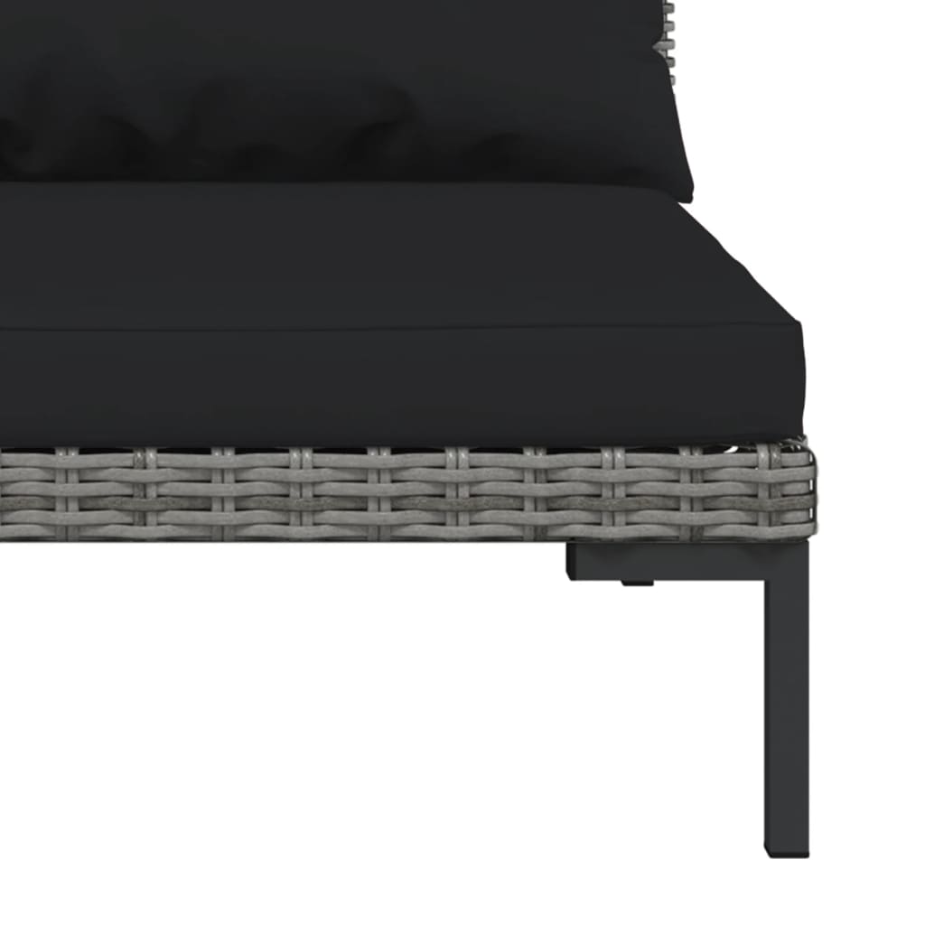 Divani da Giardino 3pz con Cuscini in Polyrattan Mezzo Tondo