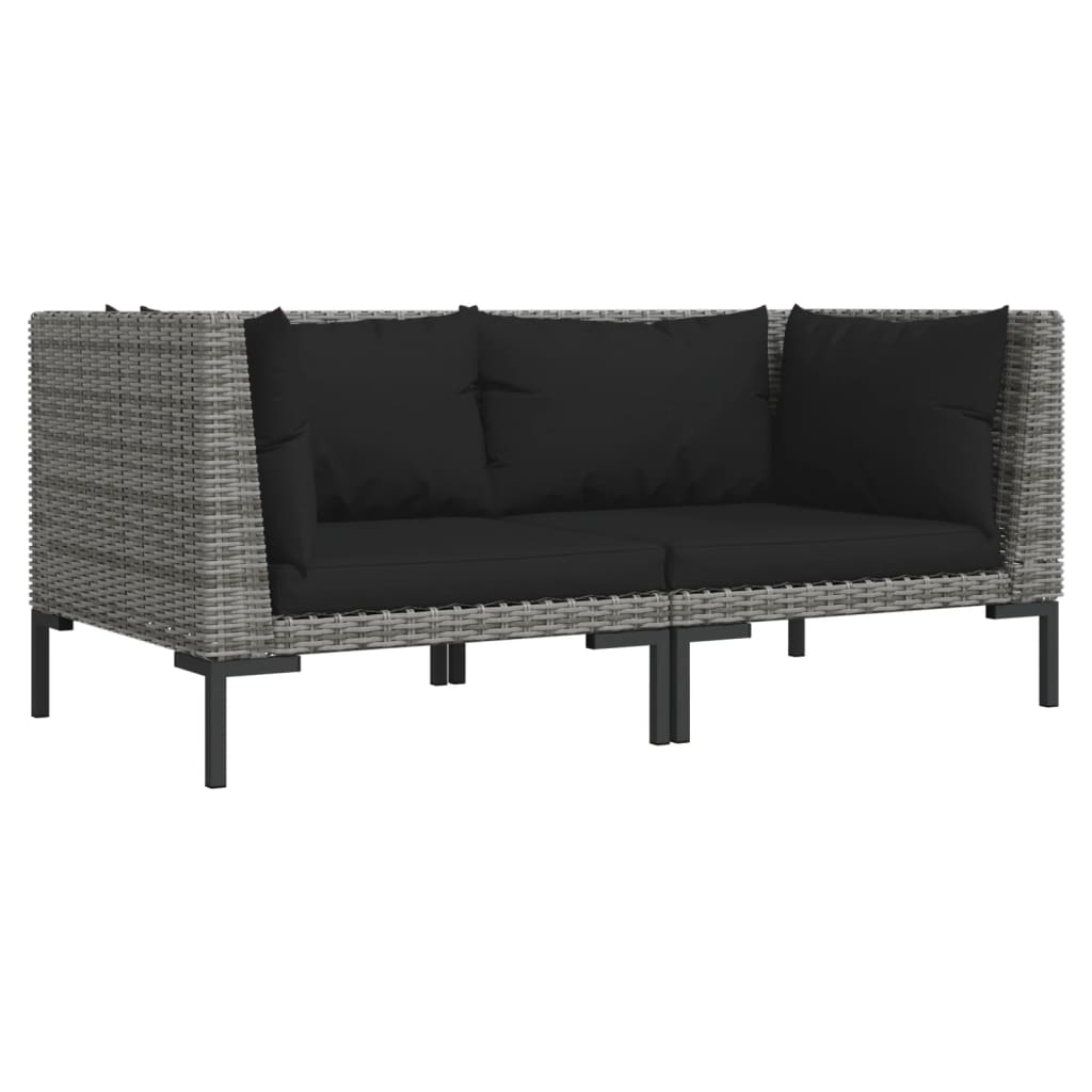 Divani da Giardino 2pz con Cuscini in Polyrattan Mezzo Tondo