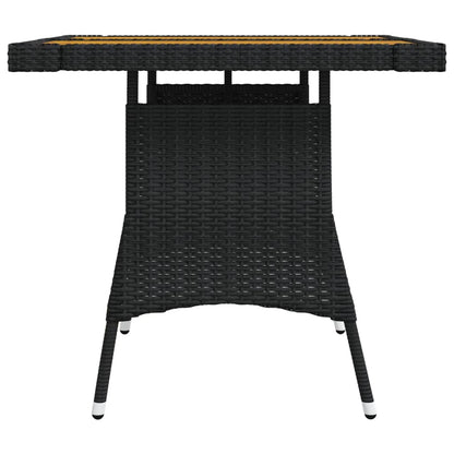 Tavolo Giardino Nero 70x70x72 cm Polyrattan e Massello d'Acacia