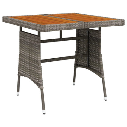 Tavolo Giardino Grigio 70x70x72 cm Polyrattan e Massello Acacia