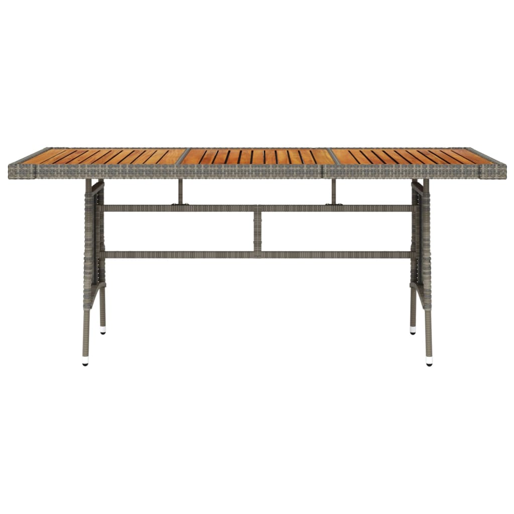 Tavolo Giardino Grigio 160x70x72cm Polyrattan e Massello Acacia