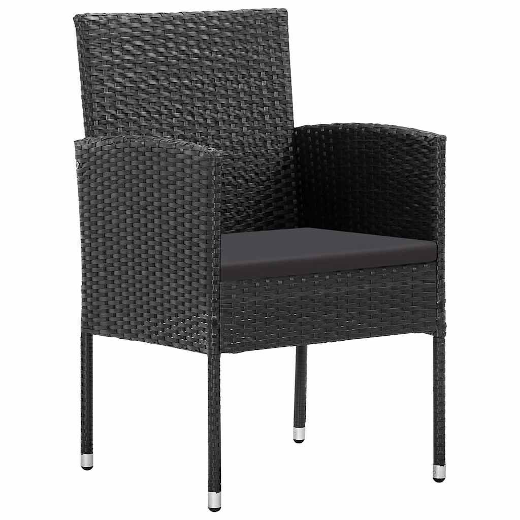 Sedie da Giardino con Cuscini Neri 2 pz Nere in Polyrattan