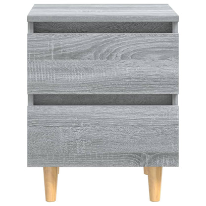 Comodini Gambe in Legno Massello 2 pz Grigio Sonoma 40x30x50 cm