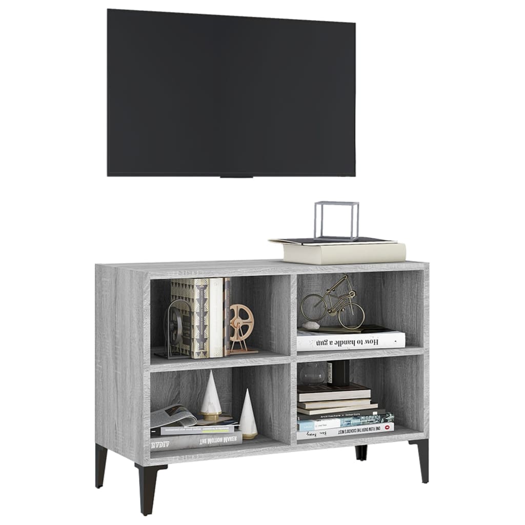 Mobile TV con Gambe in Metallo Grigio Sonoma 69,5x30x50 cm