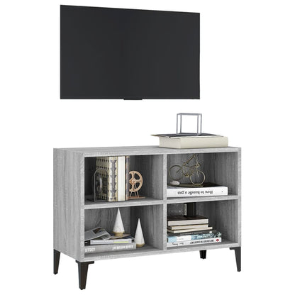 Mobile TV con Gambe in Metallo Grigio Sonoma 69,5x30x50 cm