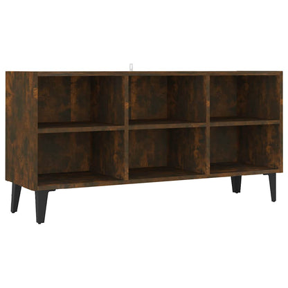 Mobile TV con Gambe in Metallo Rovere Fumo 103,5x30x50 cm