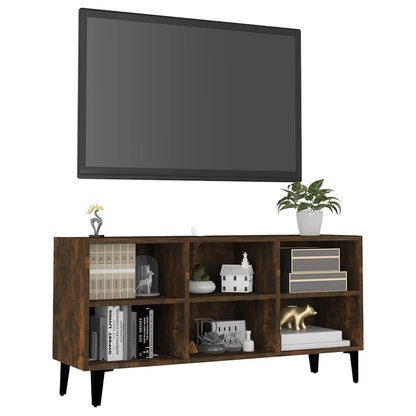 Mobile TV con Gambe in Metallo Rovere Fumo 103,5x30x50 cm