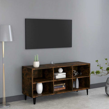 Mobile TV con Gambe in Metallo Rovere Fumo 103,5x30x50 cm