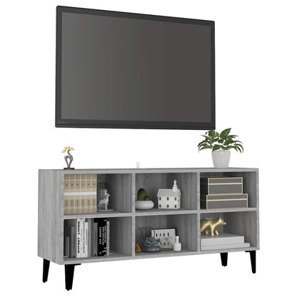 Mobile TV con Gambe in Metallo Grigio Sonoma 103,5x30x50 cm
