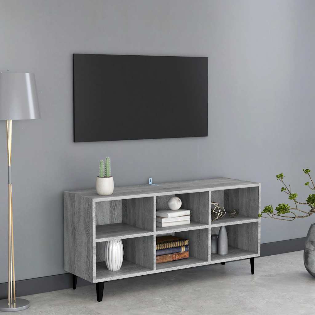 Mobile TV con Gambe in Metallo Grigio Sonoma 103,5x30x50 cm