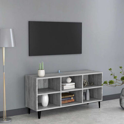 Mobile TV con Gambe in Metallo Grigio Sonoma 103,5x30x50 cm