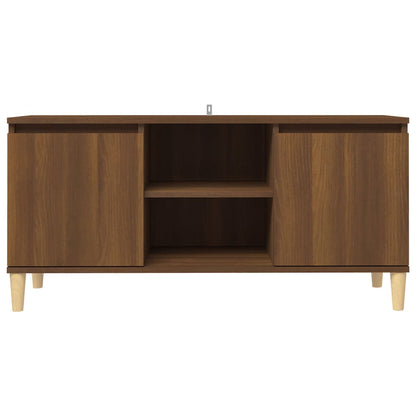 Mobile TV Gambe in Legno Marrone Rovere 103,5x35x50 cm