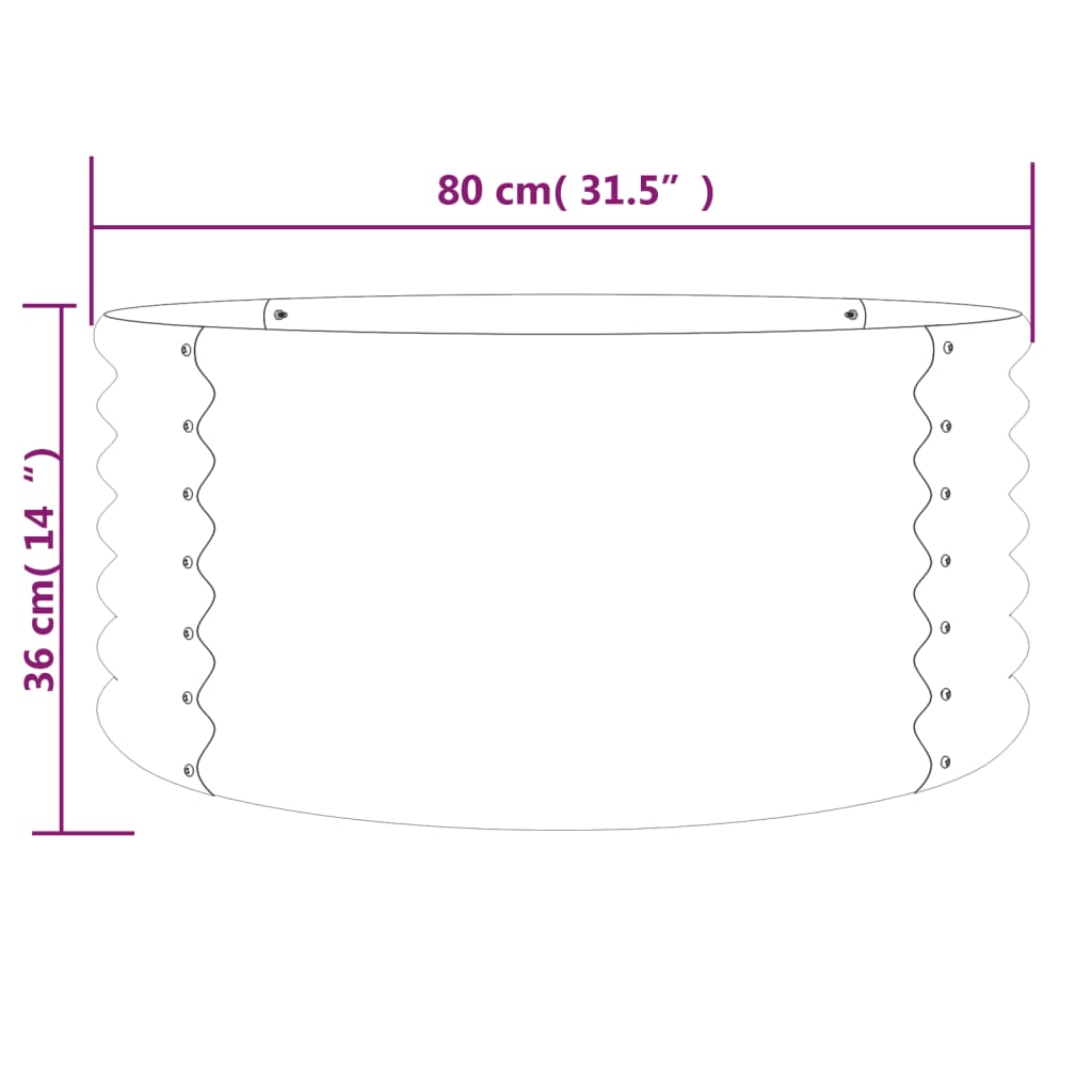 Vaso da Giardino Acciaio Verniciato a Polvere 80x80x36cm Grigio