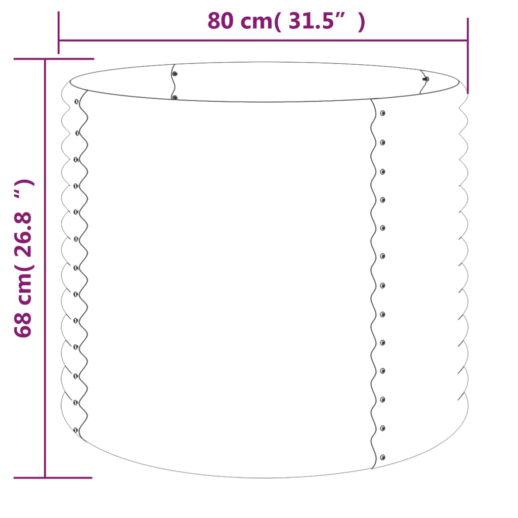 Vaso da Giardino Acciaio Verniciato a Polvere 80x80x68 cm Verde