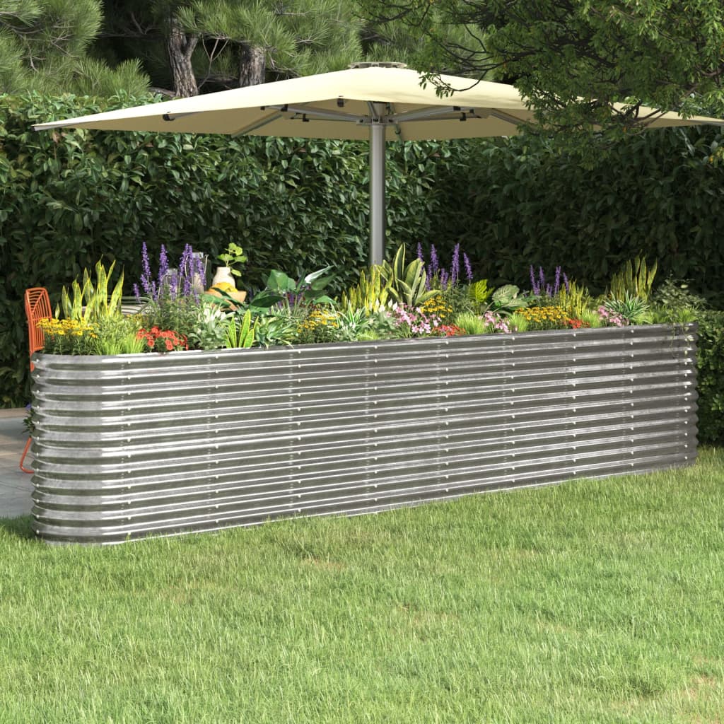 Letto Giardino Acciaio Verniciato a Polvere 332x40x68cm Argento