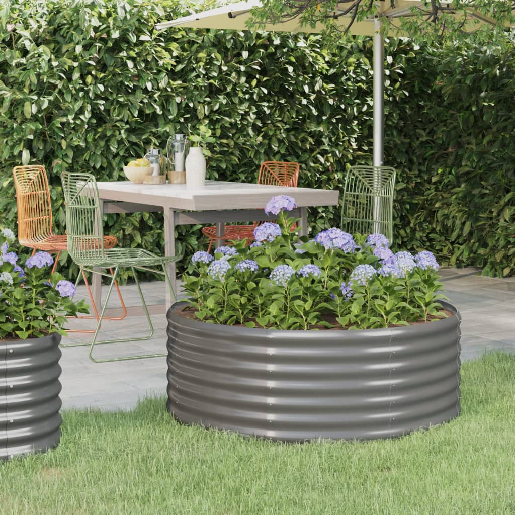 Letto Giardino Acciaio Verniciato a Polvere 100x100x36cm Grigio
