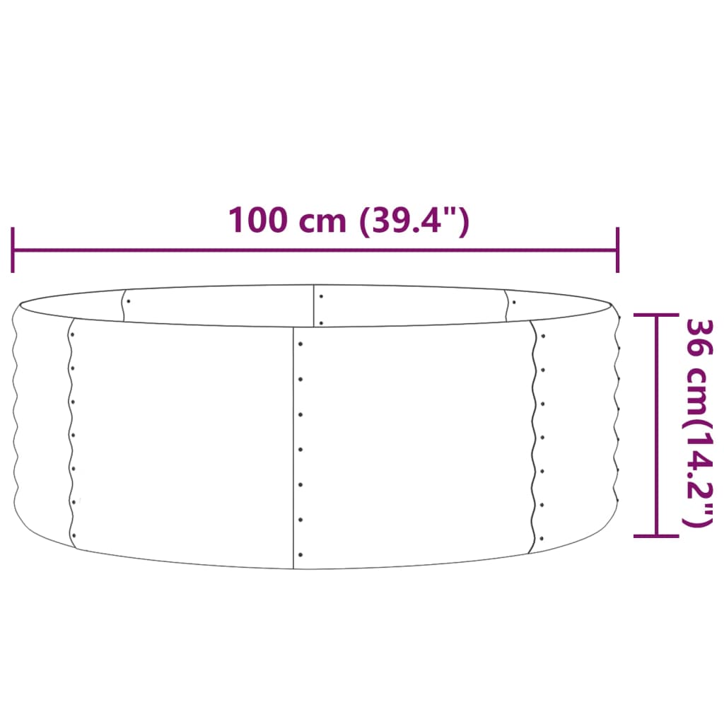 Letto Giardino Acciaio Verniciato Polvere 100x100x36cm Marrone