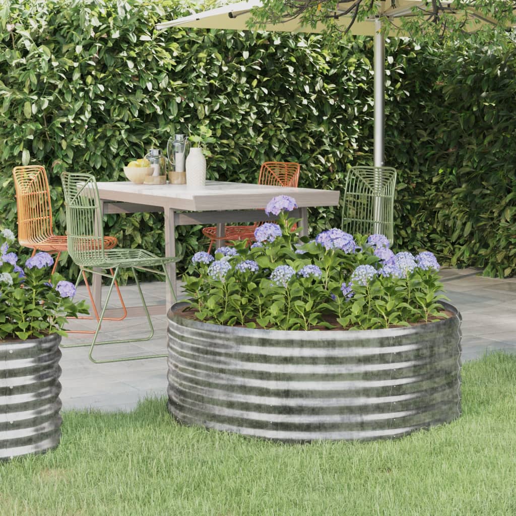 Letto Giardino Acciaio Verniciato Polvere 100x100x36 cm Argento