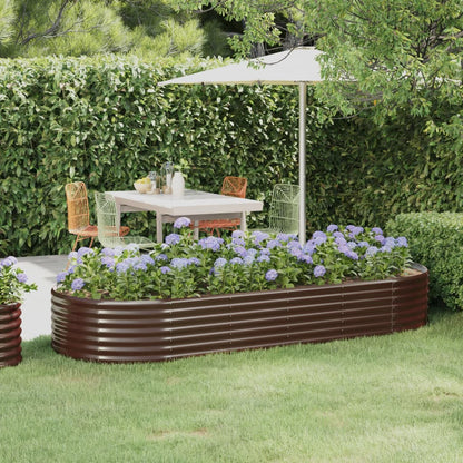 Letto Giardino Acciaio Verniciato Polvere 249x100x36cm Marrone