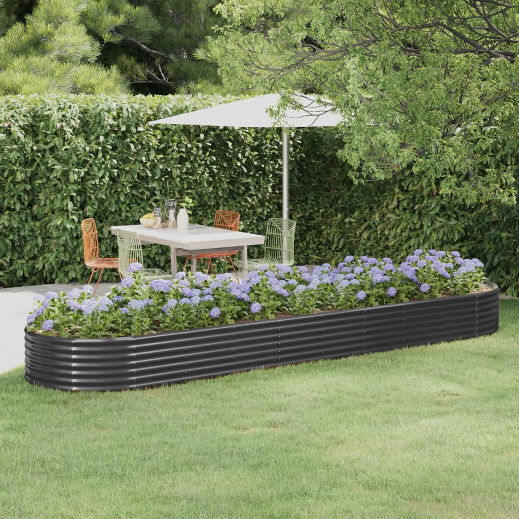 Letto da Giardino in Acciaio a Polvere 396x100x36 cm Antracite