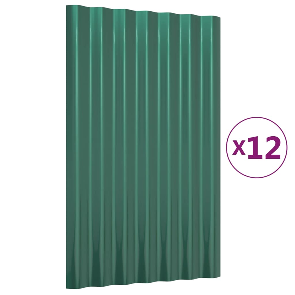 Pannelli Tetto 12pz Acciaio Verniciato a Polvere Verde 60x36 cm