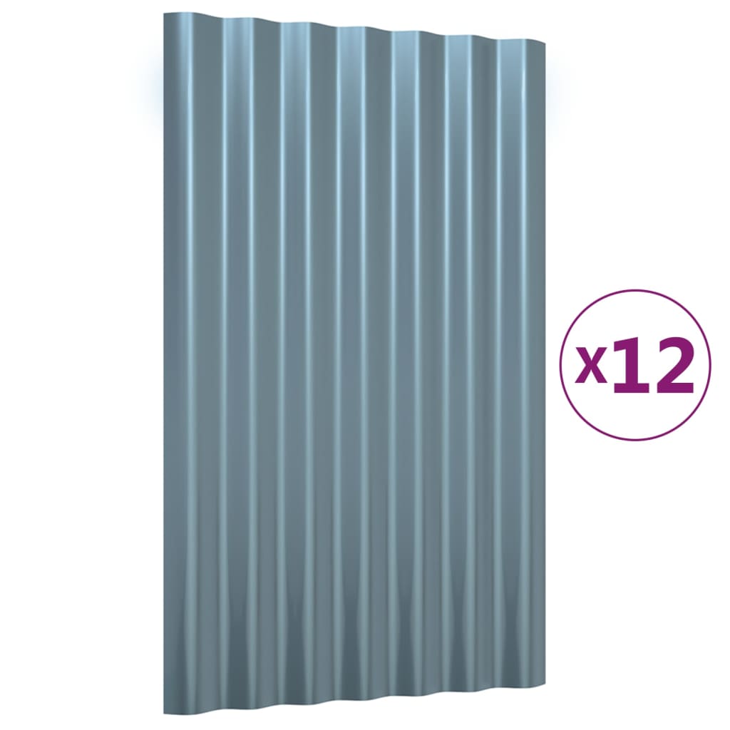 Pannelli Tetto 12pz Acciaio Zincato Grigio 60x36cm